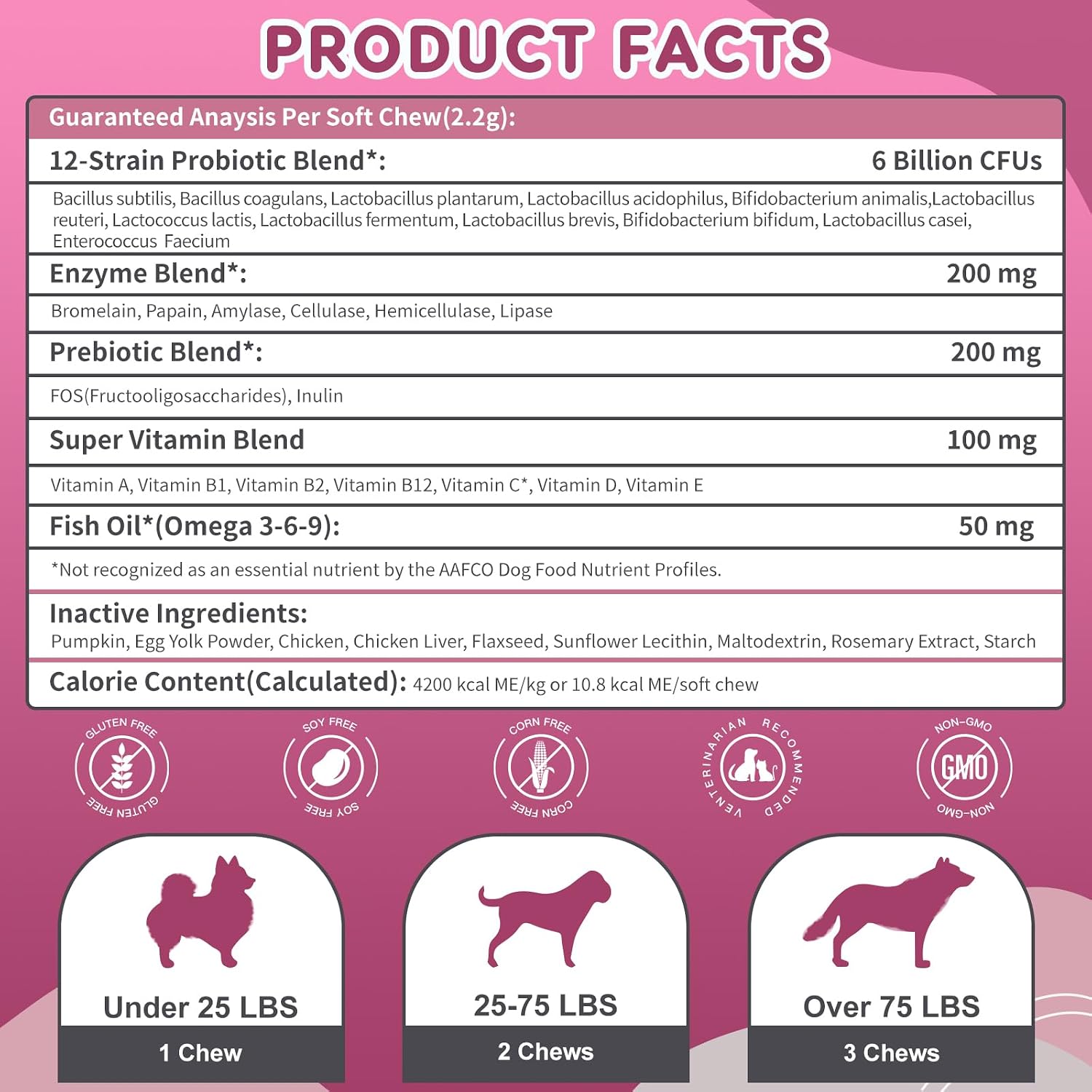NATURE TARGET Probióticos para Perros, 120 Masticables Sabor Pollo con Enzimas Digestivas y Prebiótico