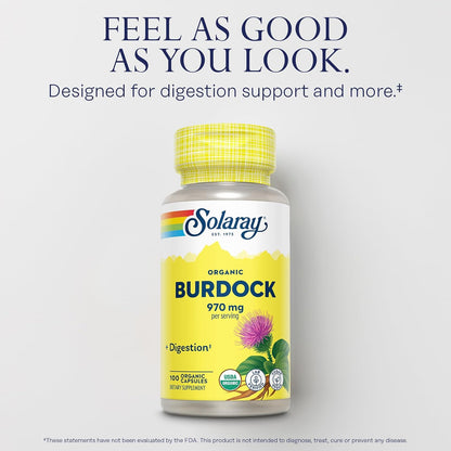 SOLARAY Raíz de Bardana Orgánica 970 mg - 100 Cápsulas – Image 3