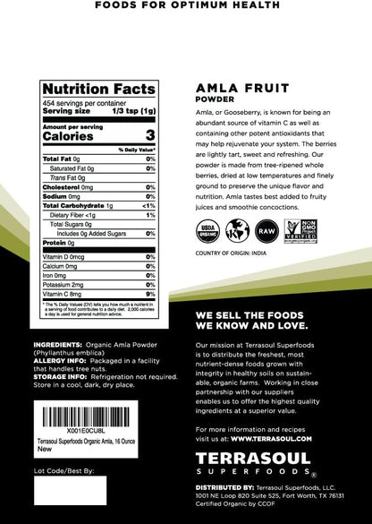 Terrasoul Superfoods Organic Amla Berry Powder (Amalaki), 2 Lbs - Rich in Antioxidant Vitamin C | Supports Immunity – Image 2