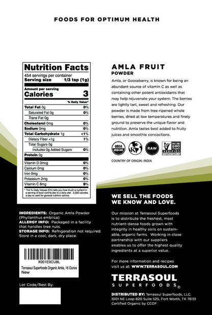 Terrasoul Superfoods Polvo de Amla Orgánico – No GMO (Non-GMO Project Verified) – Image 2