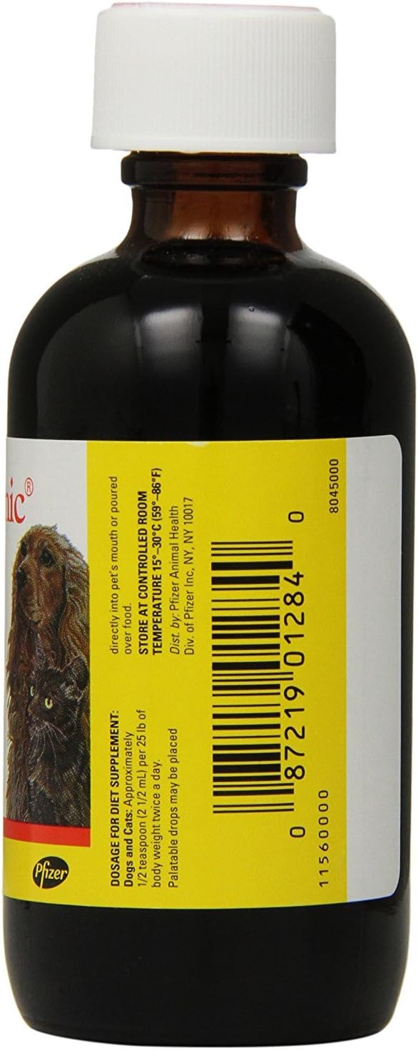Pet Tinic 4 Oz (118 ml) - Pack de 2 - Suplemento Líquido con Hierro y Vitaminas B para Mascotas