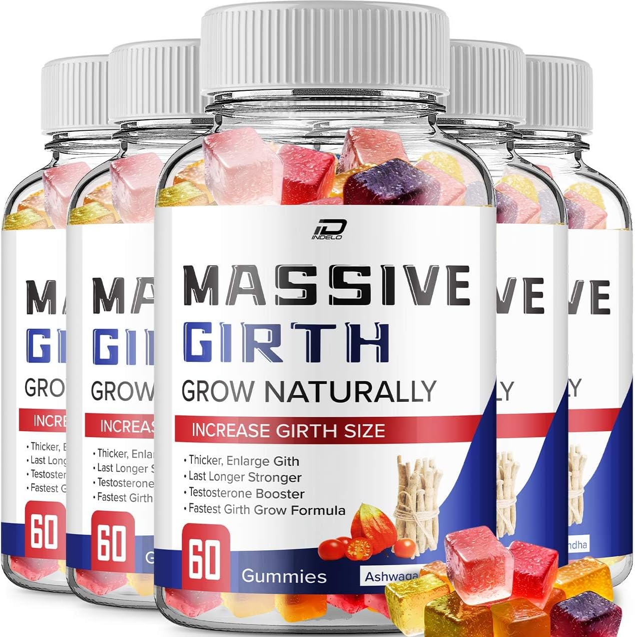 Massive Girth Gummy for Men - MassiveGirth Hemp Gummies Advanced Formula (5 Pack - 300 Gummies)