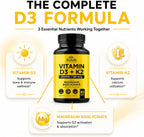 HerbaMe Vitamina D3 5000 UI + K2 con Magnesio Bisglicinato | Salud Ósea, Muscular e Inmune | 90 Cápsulas