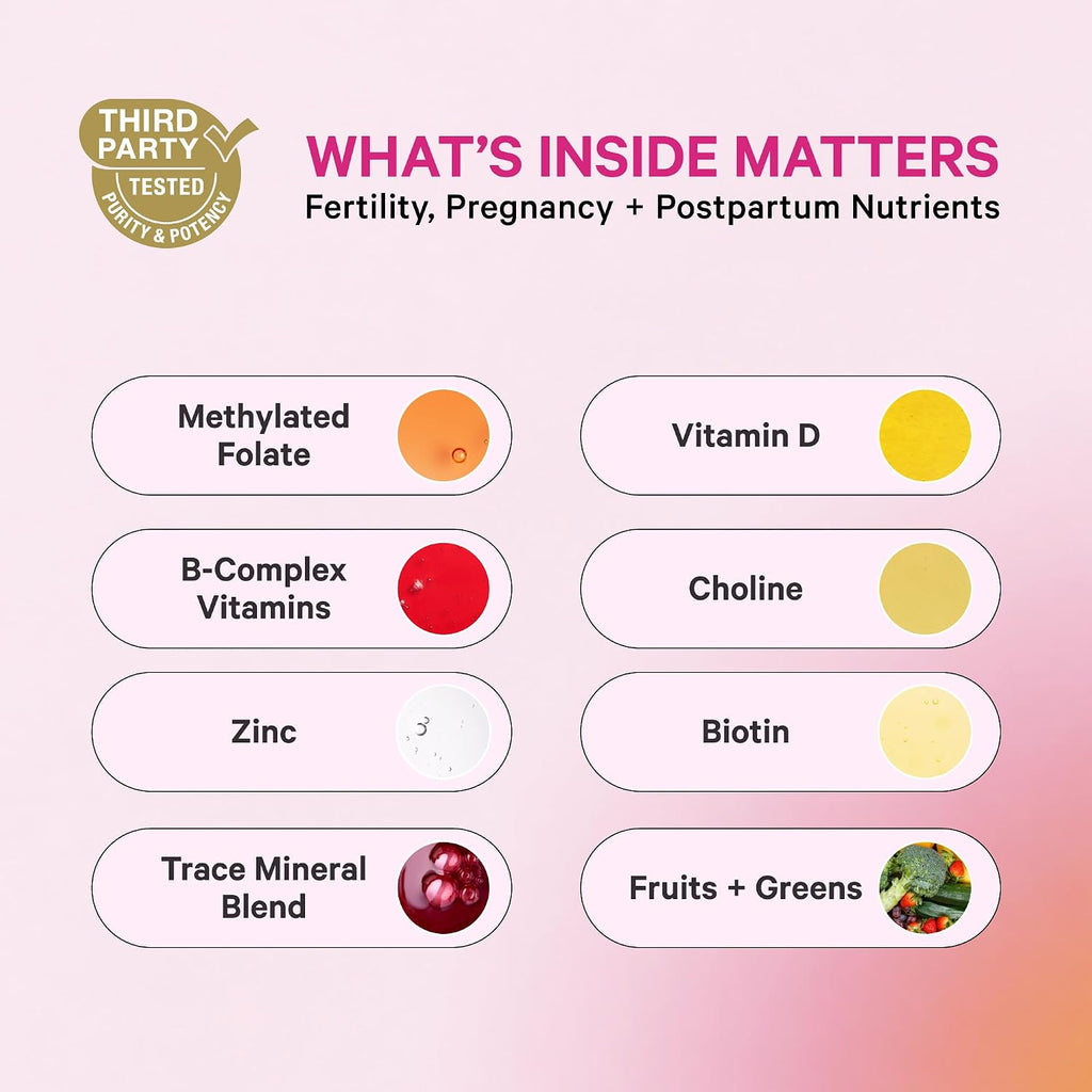 Pink Stork Vitaminas Prenatales Líquidas – Sabor Berry, 32 Porciones