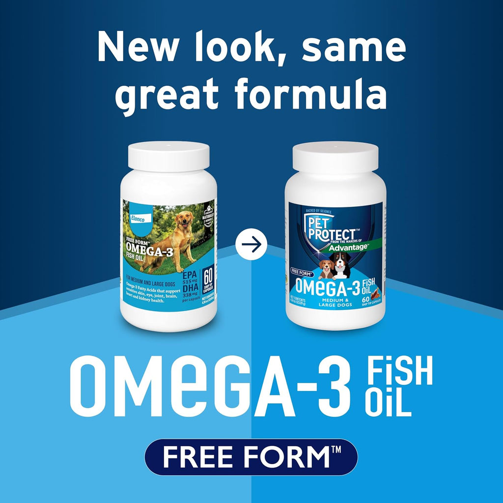 Pet Protect Omega-3 para Perros Medianos y Grandes, 60 Cápsulas Snip-Tip