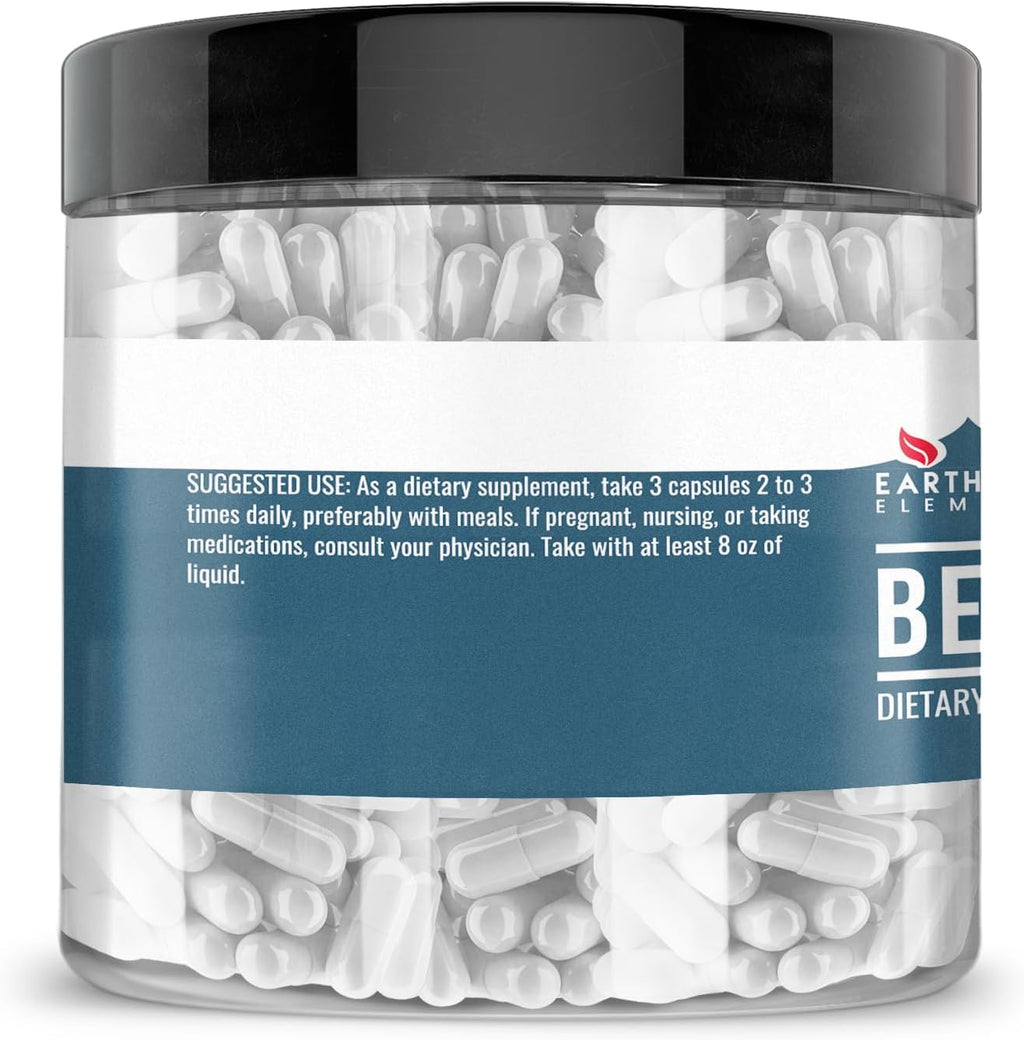 Earthborn Elements Beta-Alanina 200 Cápsulas, Pura y sin Diluir, Sin Aditivos