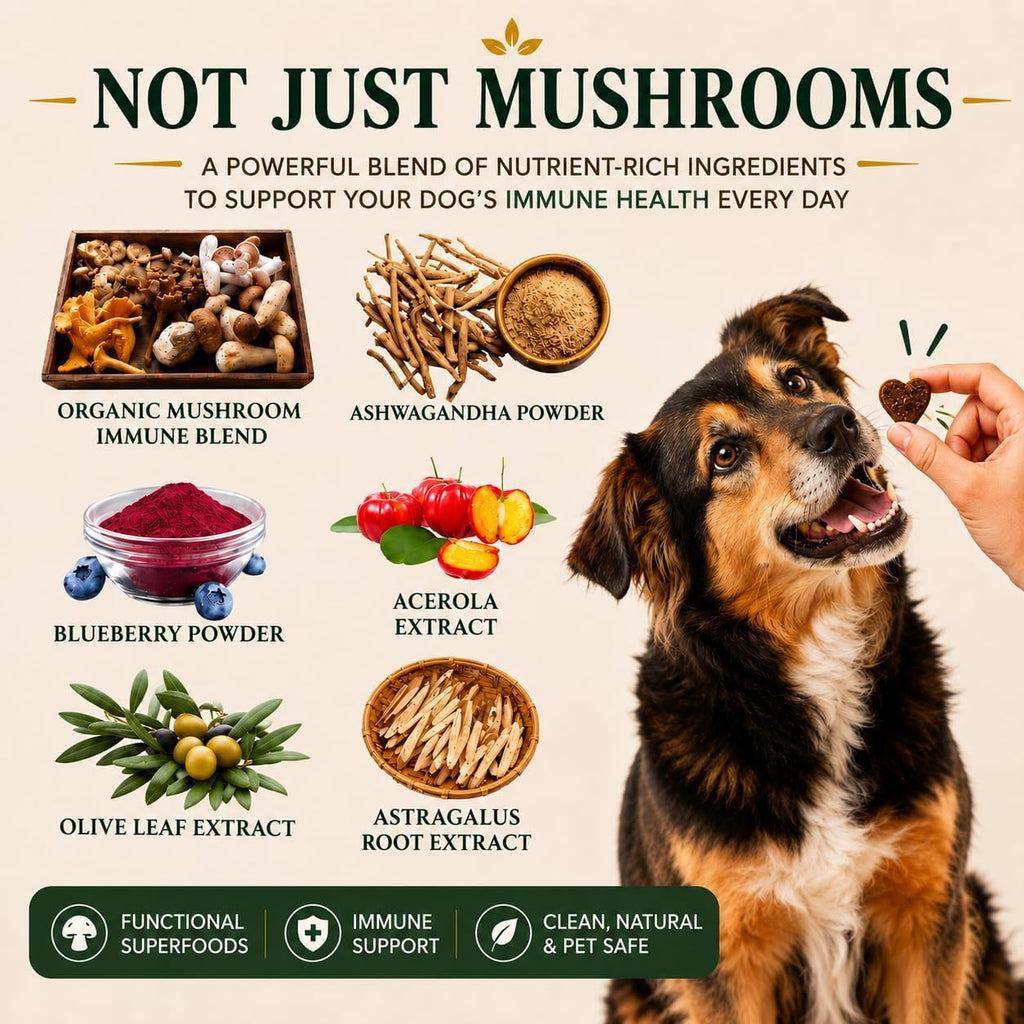Turkey Tail Mushroom for Dogs - Suplemento de Hongos Orgánicos para Perros - 90 Chews Blandos