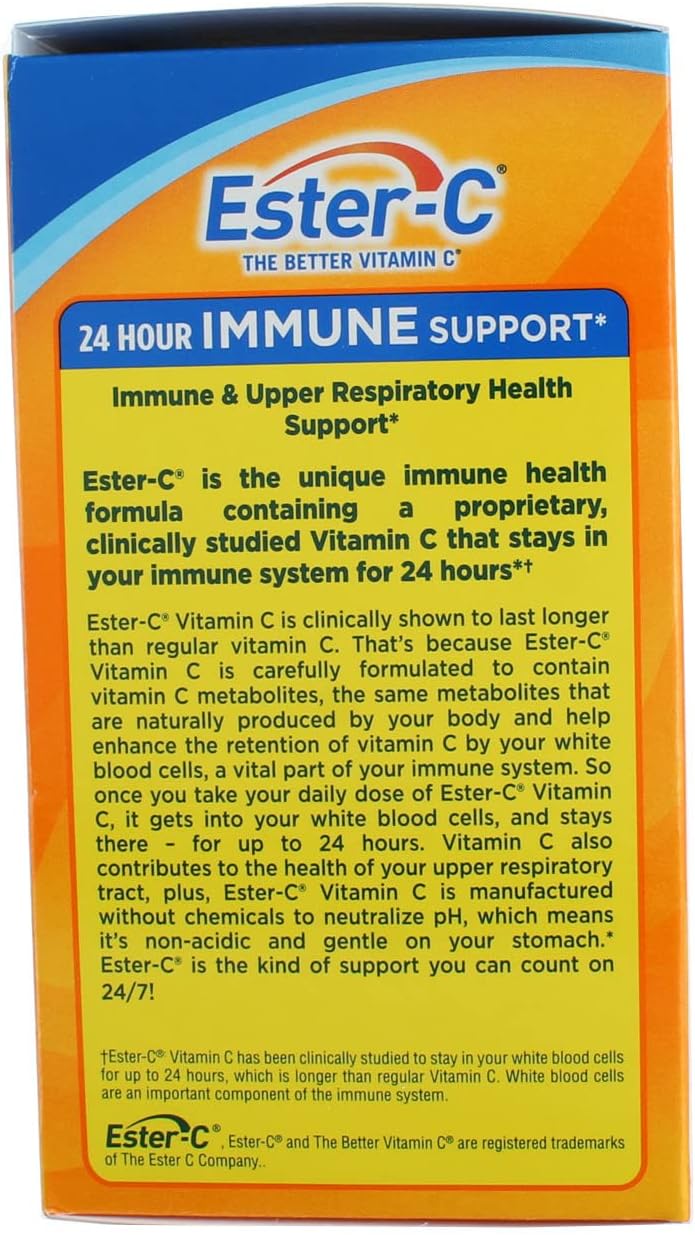 Ester-C Vitamina C, 24 Horas de Apoyo Inmunitario, Máxima Potencia, 1.000 mg, 90 Comprimidos Vegetarianos Recubiertos