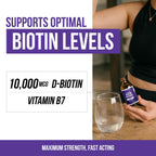 Biotina Líquida 10.000 mcg – Gotas Sublinguales – Sabor Natural a Bayas – 180 Servicios (59 ml)