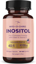 QSTA Myo-Inositol y D-Chiro Inositol 4100mg (Relación 40:1) – Complemento Nutricional para Mujeres con Folato, Vitaminas B6, B12, D3, Zinc y Cromo