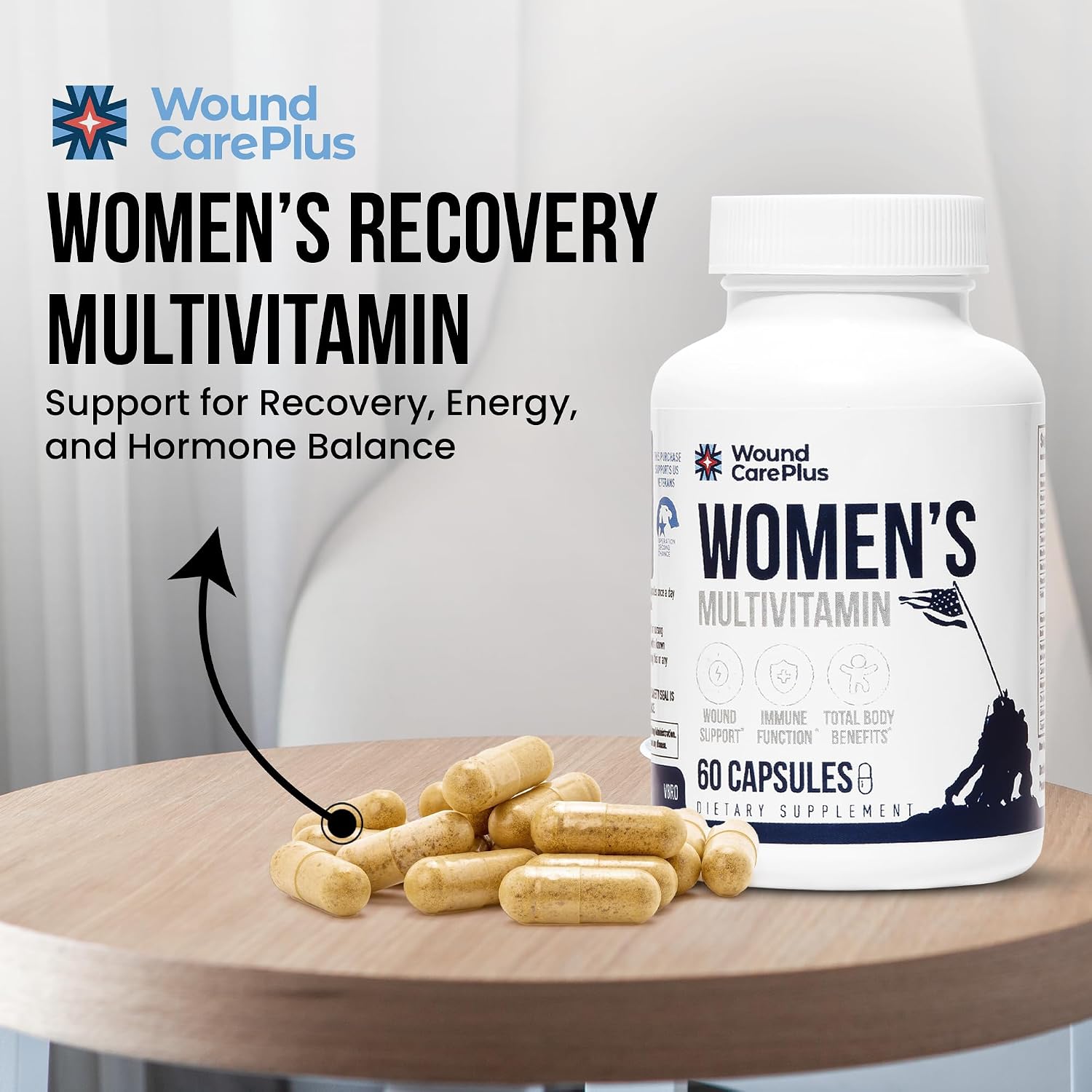 Wound Care Plus Multivitamínico para Mujeres – Complejo de Vitaminas A, C, D, E y Zinc – 60 Cápsulas