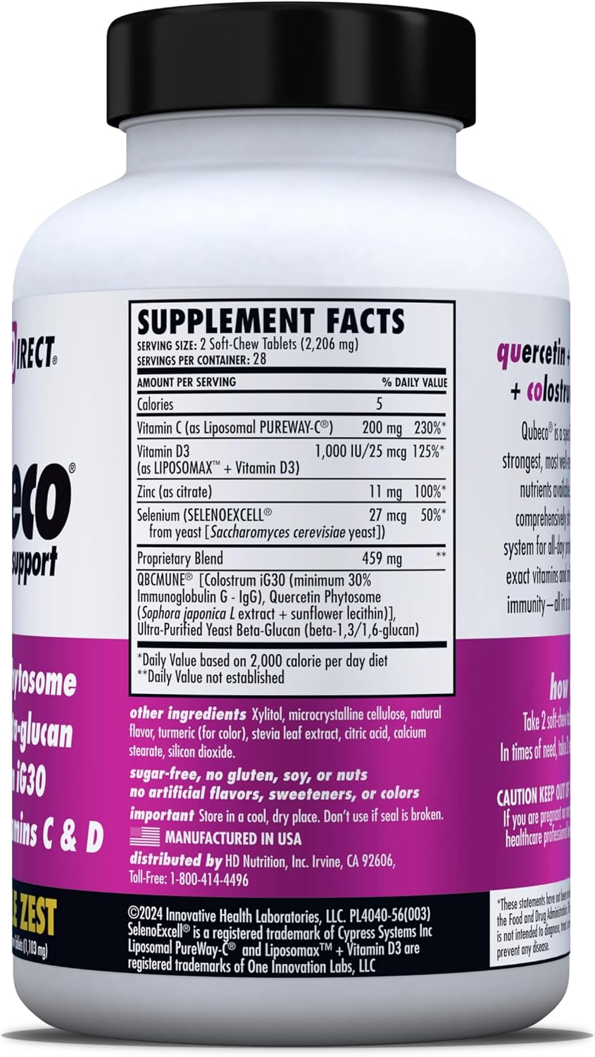 HEALTH DIRECT - Qubeco Immune Support, 56 Comprimidos Masticables Sabor Piña