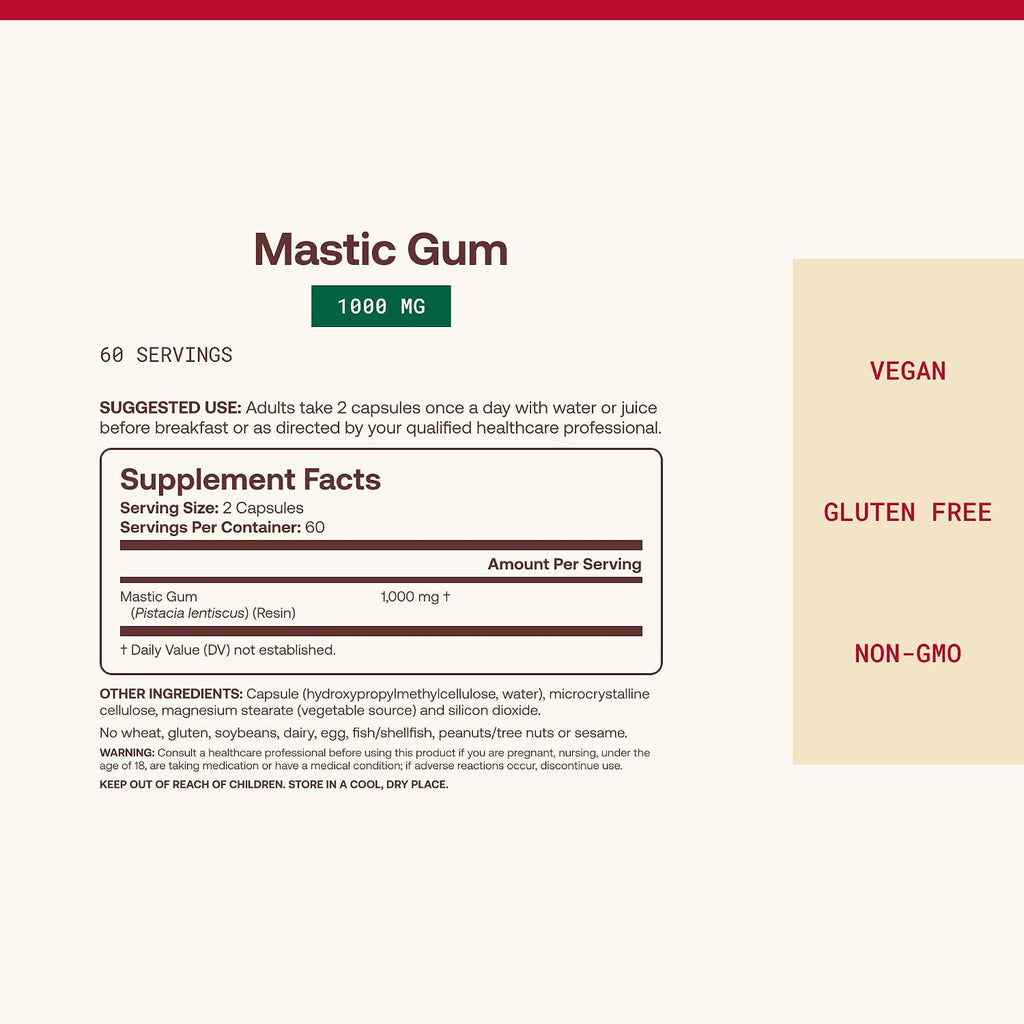 Jarrow Formulas Goma de Masilla (Mastic Gum) 1000 mg - 120 Cápsulas Veganas