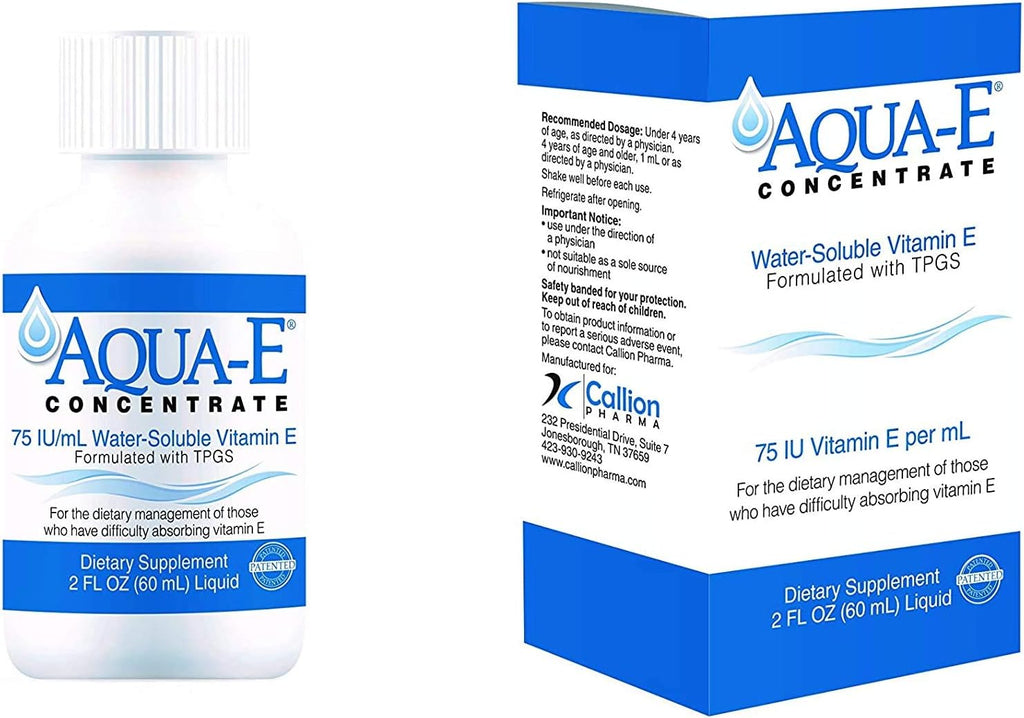 Aqua-E Concentrate 75 UI/ml, 60 ml – Vitamina E Líquida Hidrosoluble