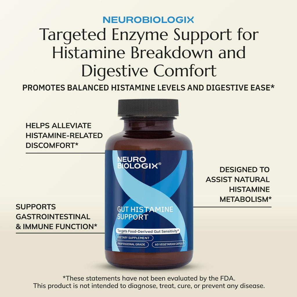 Neurobiologix Gut Histamine Support – Apoyo Digestivo e Inmune con Vitamina C, NAC y Bromelina, Favorece la Respuesta a la Histamina de los Alimentos, 60 Cápsulas Vegetarianas