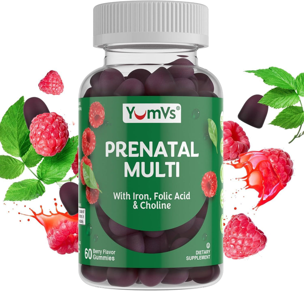 YumVs Gominolas Prenatales con Ácido Fólico, Hierro y Colina - 60 Gominolas