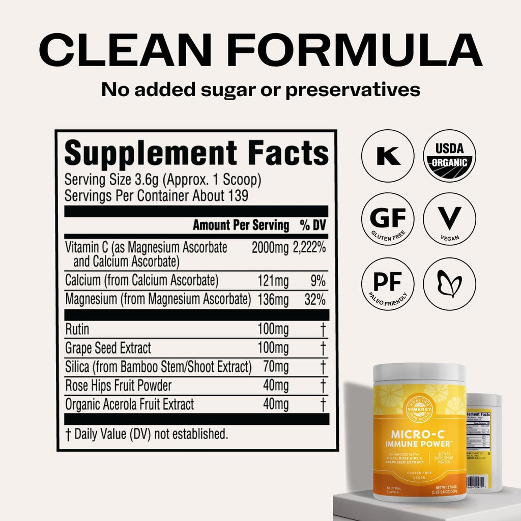 Vimergy Micro-C Immune Power - Vitamina C en Polvo - 500g (139 dosis)