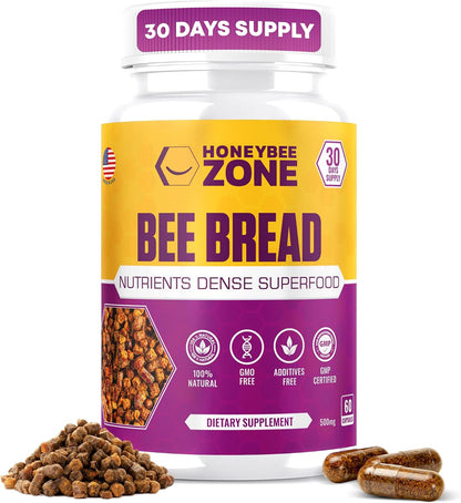 Cápsulas de Pan de Abeja HONEYBEEZONE – – Vitamina C: contribuye al funcionamiento normal del sistema inmunitario – Image 1