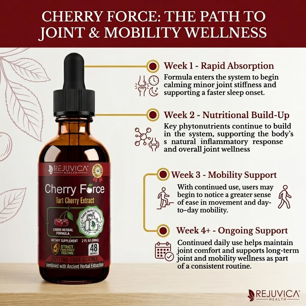 Rejuvica Health Cherry Force - Extracto Avanzado de Cereza Ácida - Rico en Fitoniutrientes - Extracto Líquido para Mejor Absorción