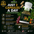 Stem Cell Restore | Complejo Antioxidante Celular con CyanthOx™ 30, Espino Amarillo, Semilla de Uva y Resveratrol | 60 Cápsulas Vegetarianas