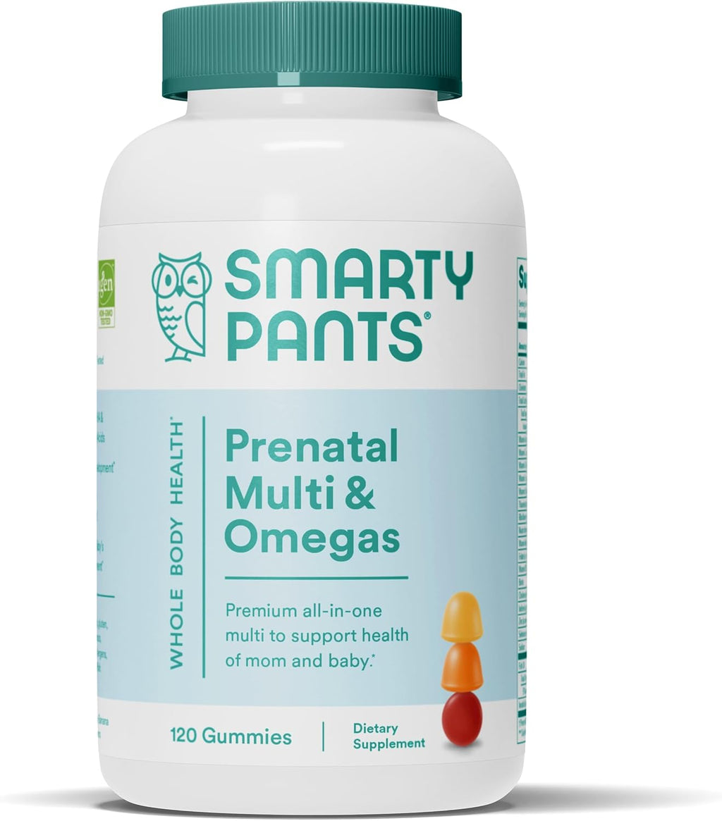 SmartyPants Vitaminas Prenatales para Mujeres, Gominolas Multivitamínicas con Omega 3 (EPA/DHA), Biotina, Metilfolato, Vitamina D3, C, B12, B6, A, K y Zinc, Inositol, 120 Gominolas (30 Días)