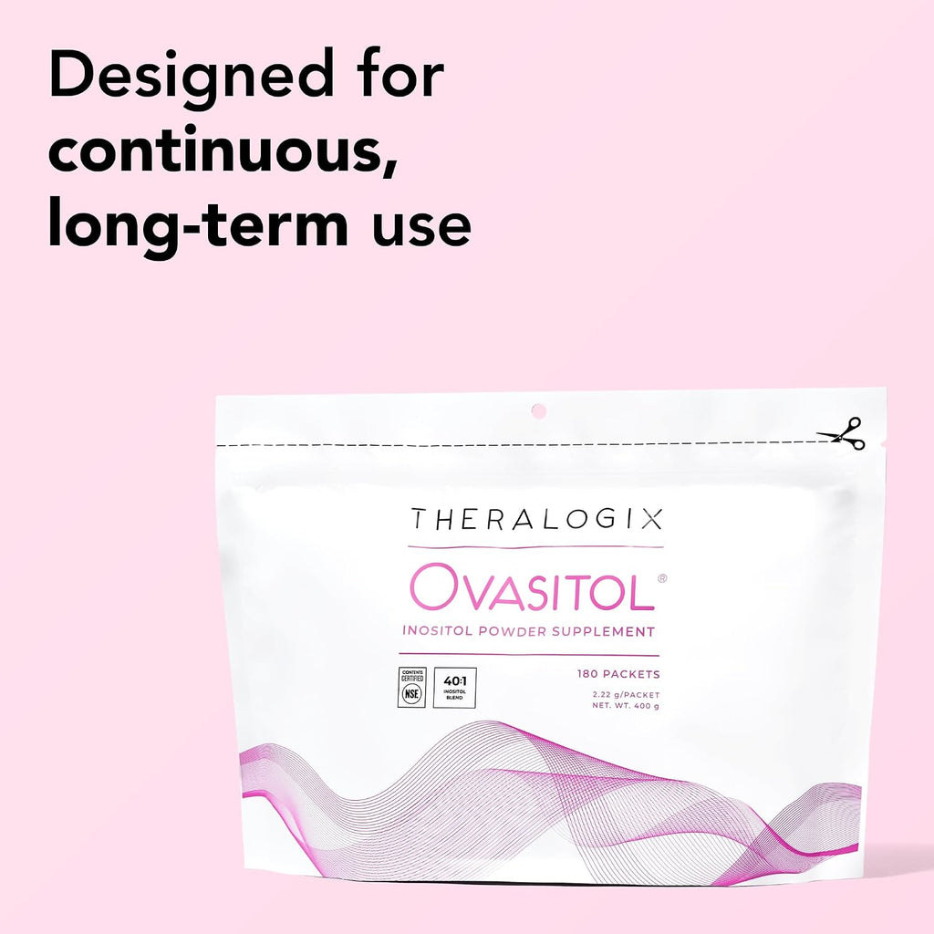 Theralogix Ovasitol Inositol Polvo en Sobres - Suministro para 90 Días - Mioinositol y D-Chiro Inositol - Certificado por NSF - 180 Sobres