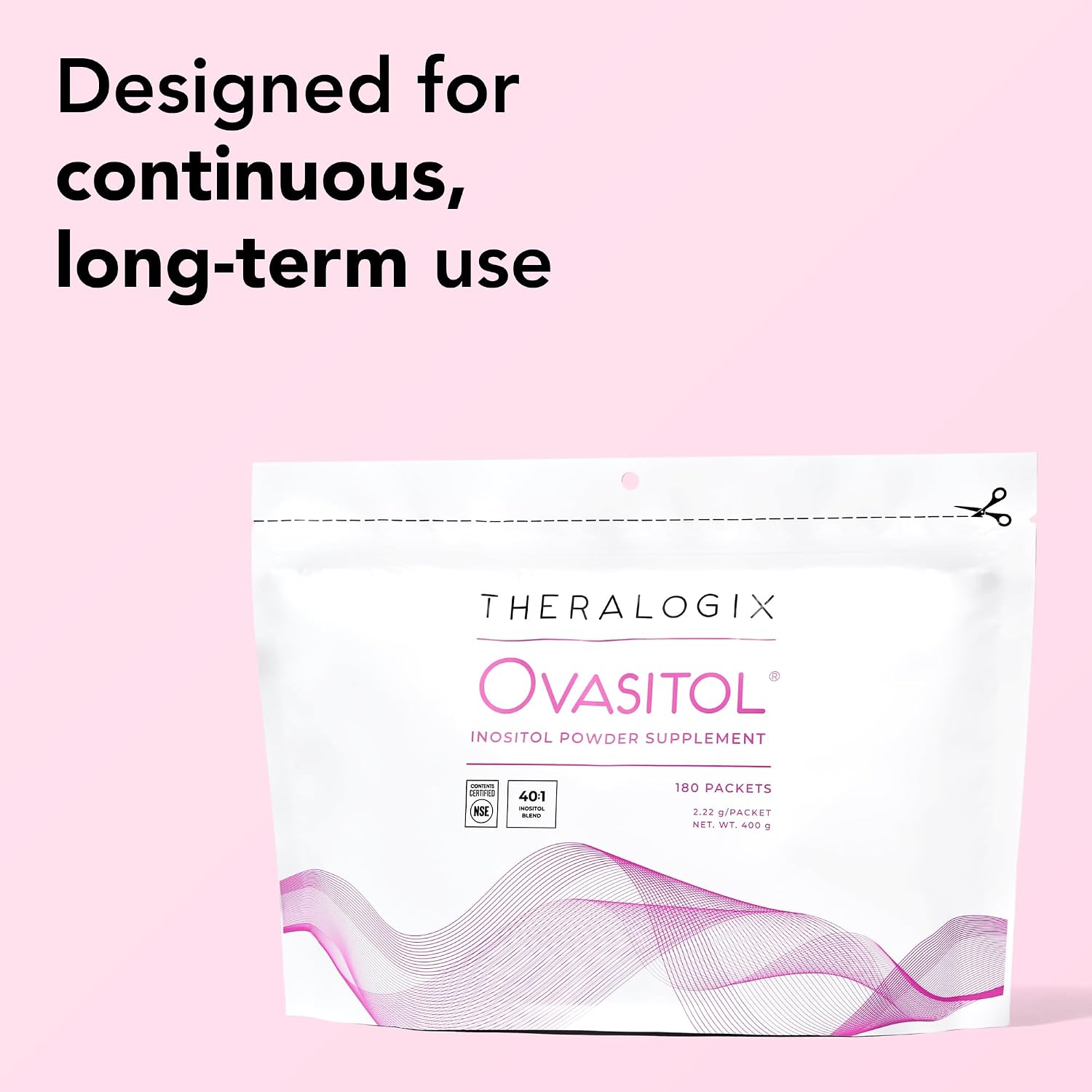 Theralogix Ovasitol Inositol Polvo en Sobres - Suministro para 90 Días - Mioinositol y D-Chiro Inositol - Certificado por NSF - 180 Sobres