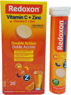 Redoxon Naranja Vitamina C Efervescente con Zinc, 20 Tabletas (Paquete de 6)