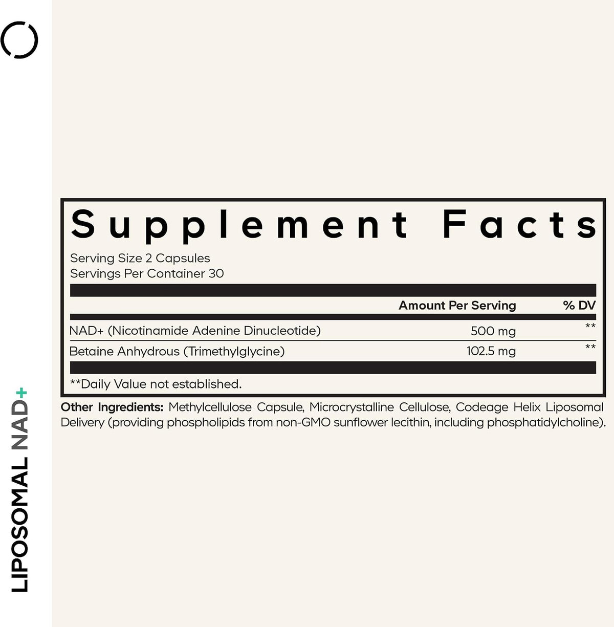 Codeage NAD+ Liposomal 500 mg con Betaína Anhidra - 60 Cápsulas – Image 2
