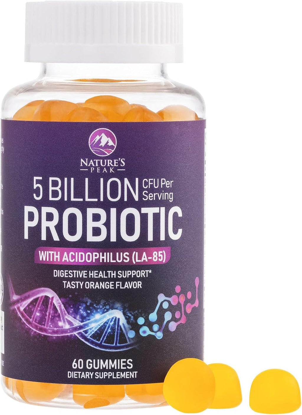 Nature's Peak Gomitas Probióticas – 6 Cepas, 5 mil millones UFC – Apoyo Digestivo e Inmune – 120 Gomitas