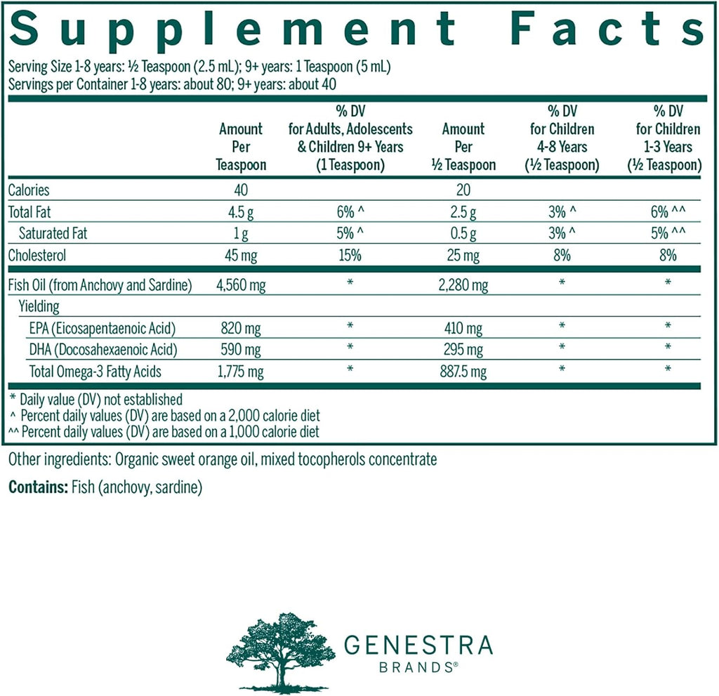 Genestra Brands Super EFA Líquido | Apoya la salud cardiovascular y el desarrollo del cerebro, los ojos y los nervios en niños | 200 ml | Sabor naranja natural