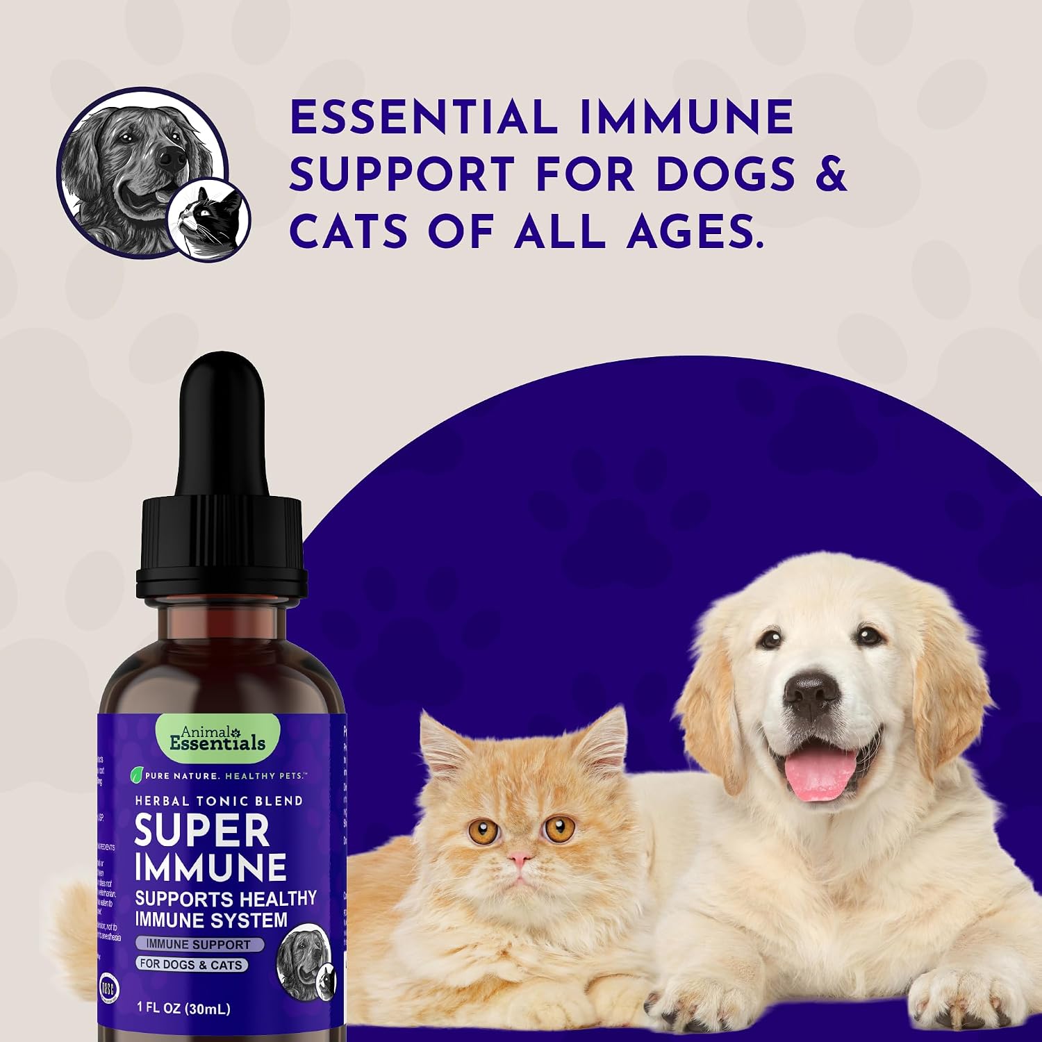 Super Immune – Apoyo Inmunitario para Perros y Gatos con Extracto de Hoja de Olivo y Equinácea – 60 ml
