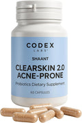 Codex Labs Shaant Clear Skin Supplement – 60 Cápsulas Veganas | Mezcla probiótica de 9 cepas con EGCG de té verde y guggul, apoyo diario para piel propensa al acné