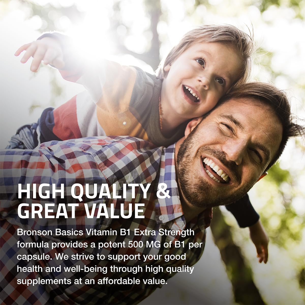 Bronson Vitamina B1 Extra Strength 500 mg Alta Potencia No-GMO, 120 Cápsulas