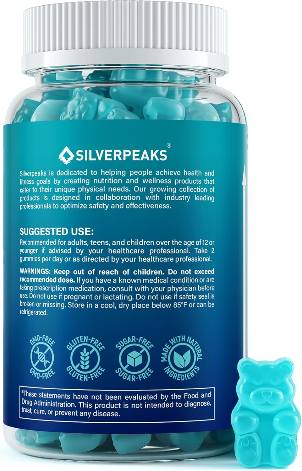 SILVERPEAKS Gominolas de Crecimiento en Altura para Niños y Adolescentes - 60 Gominolas