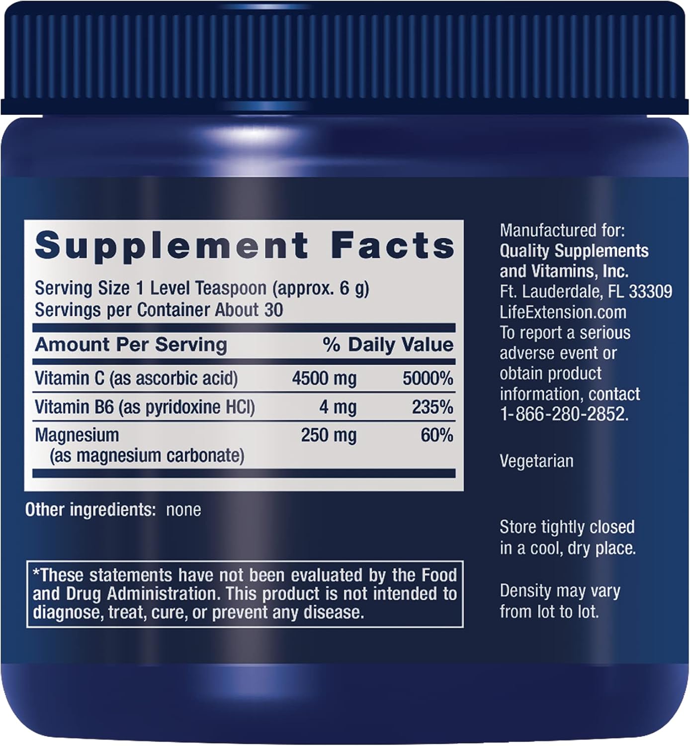 Life Extension Vitamin C and Magnesium Effervescent Crystals for Occasional Constipation Relief, Gluten-Free, Non-GMO, Vegetarian, 180 g