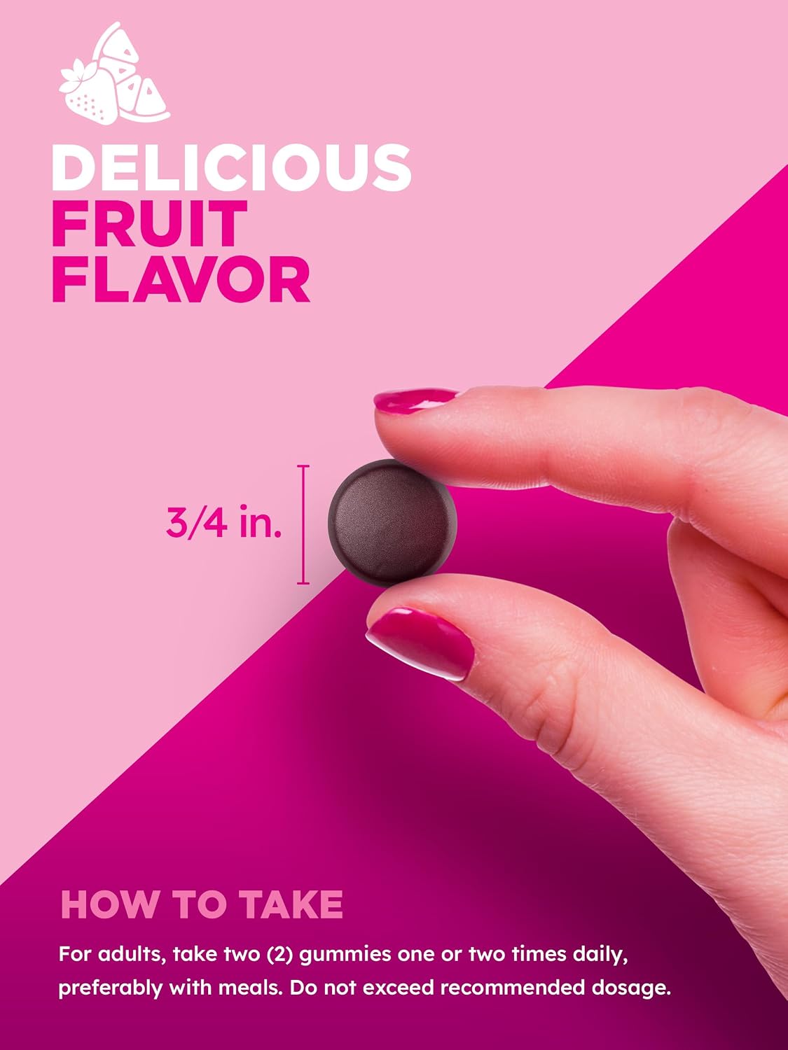 PINK Biotin Gummies | 2.500 mcg | 60 Gominolas | Vitamina para Cabello, Piel y Uñas | Sabor Fruta | Sin Gluten y No GMO