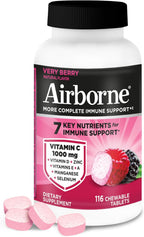 Airborne Muy Bayas Comprimidos Masticables - Vitamina C 1000 mg, 116 unidades