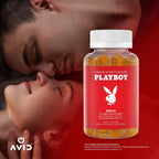 Playboy - Gominolas de Maca para Hombres y Mujeres (60 unidades - Sabor Melocotón) - Extracto 4:1 de Maca Peruana - 100% Natural, Vegano, Sin OGM