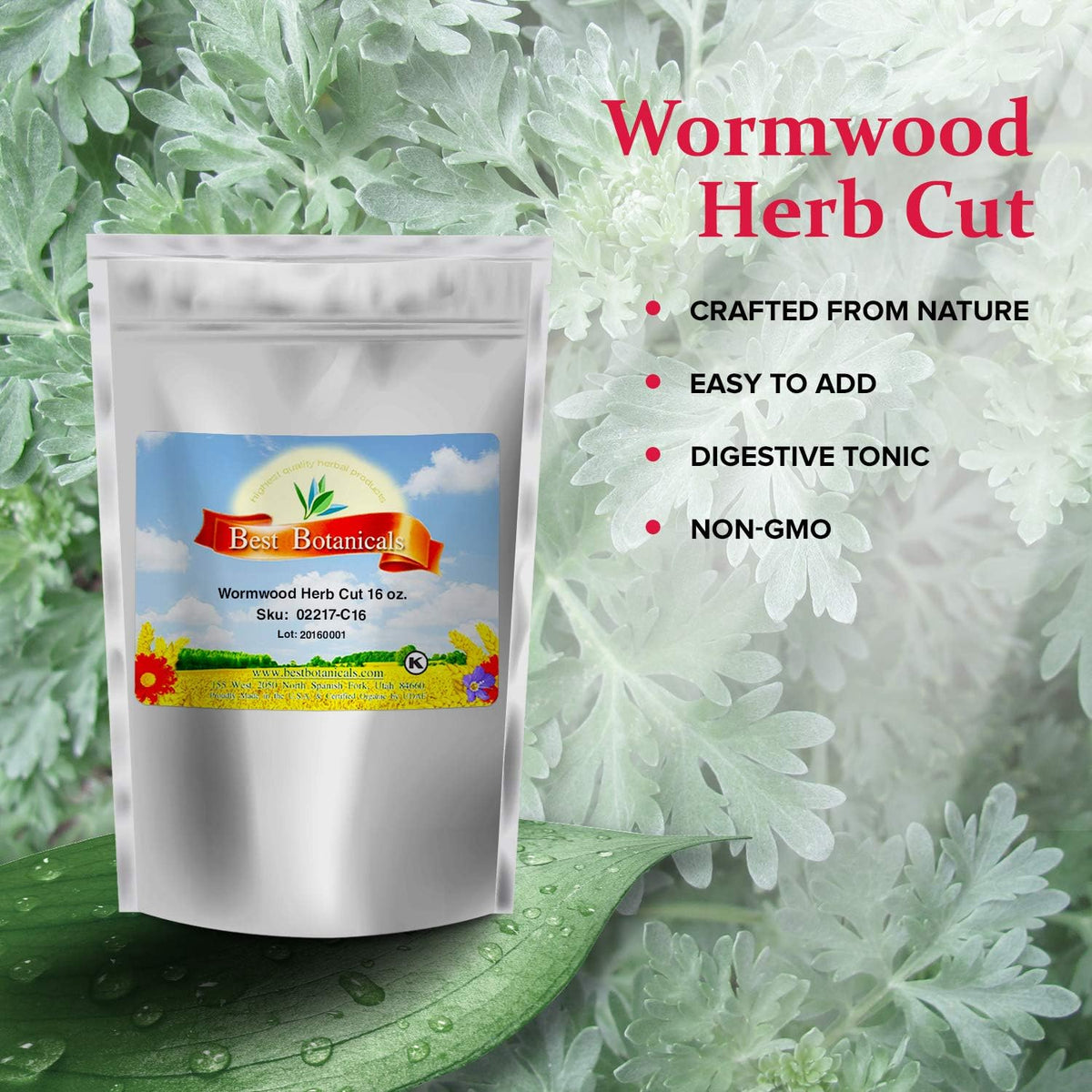 Best Botanicals Wormwood Herb Cut 16 oz. – Image 2
