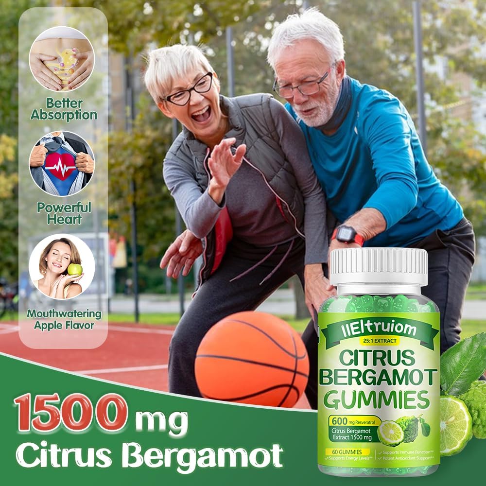Gominolas de Bergamota Cítrica 1500 mg con Resveratrol y Niacina - 60 Gominolas Veganas