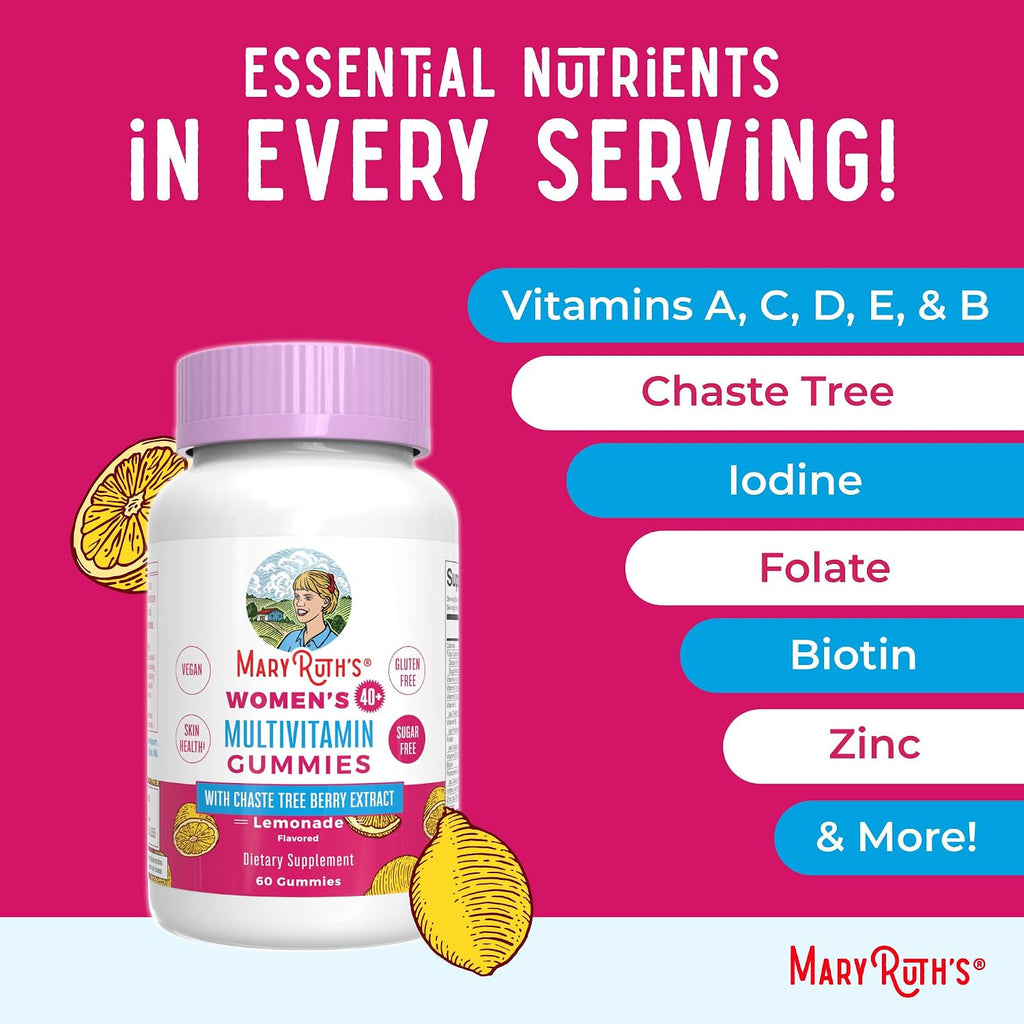 MaryRuth's Multivitamínico para Mujeres 40+ | Gominolas Veganas sin Azúcar con Chasteberry | 60 Unidades