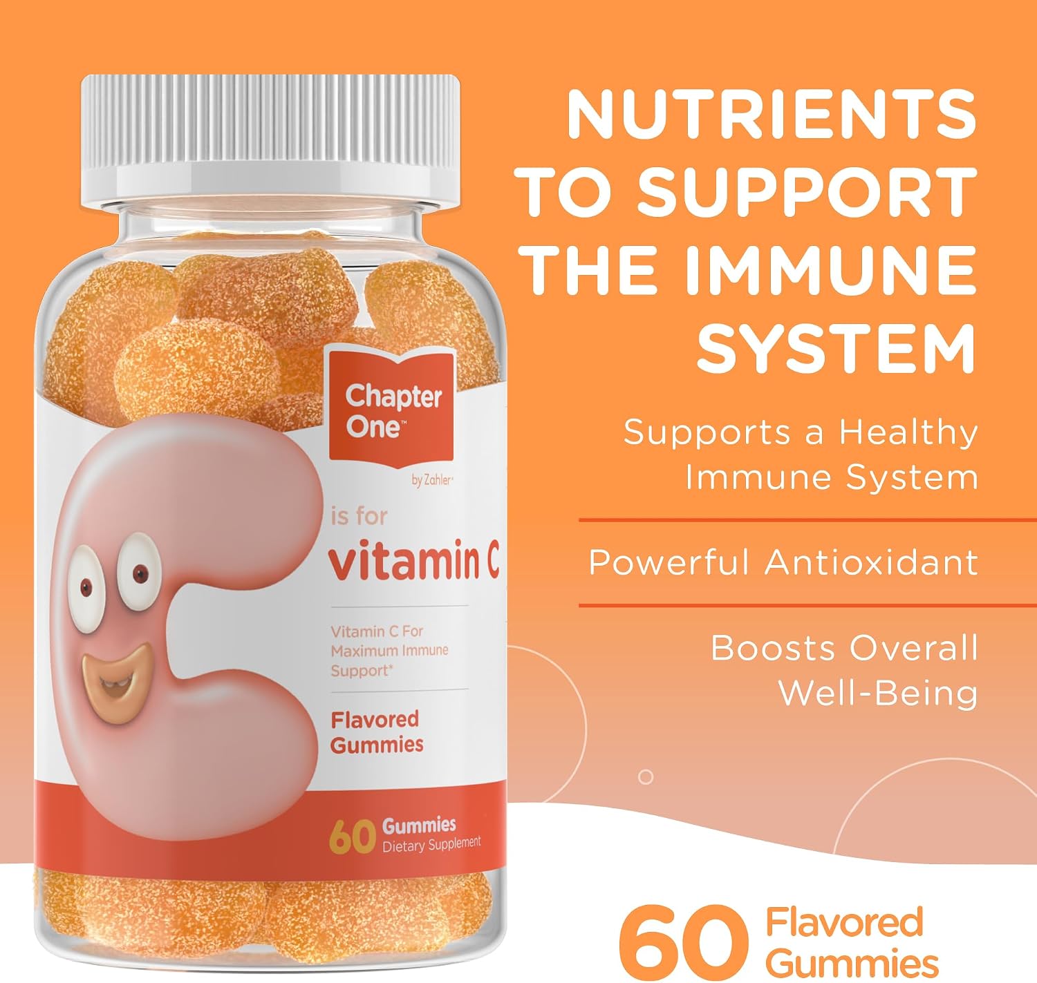 Zahler Chapter One - Gominolas de Vitamina C 125 mg, 60 gominolas sabor naranja