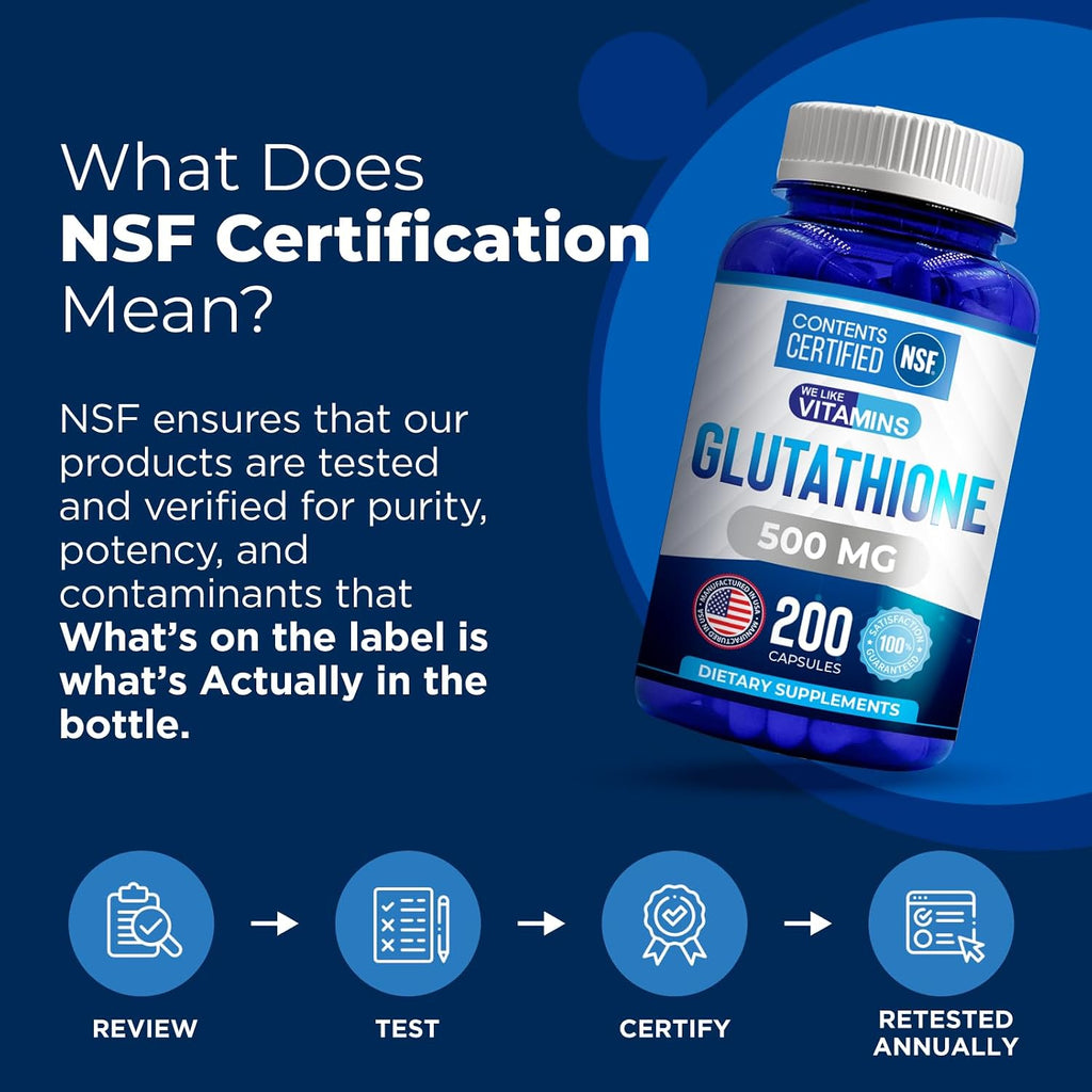 We Like Vitamins | Glutatión 500mg | 200 Cápsulas | Certificado NSF