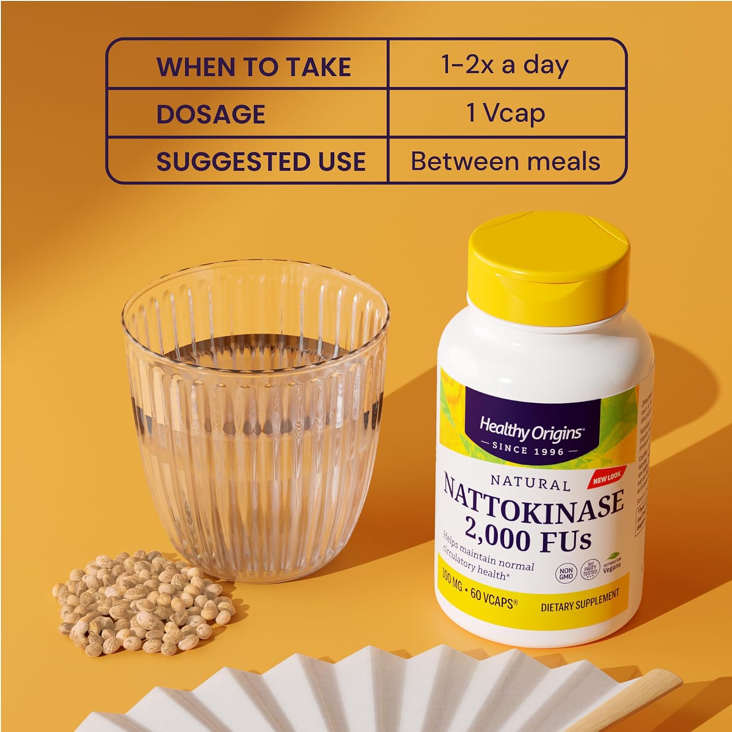Healthy Origins Nattokinase 2,000 FU (100 mg, Non-GMO, Gluten-Free, Circulatory Support), 180 Veggie Capsules