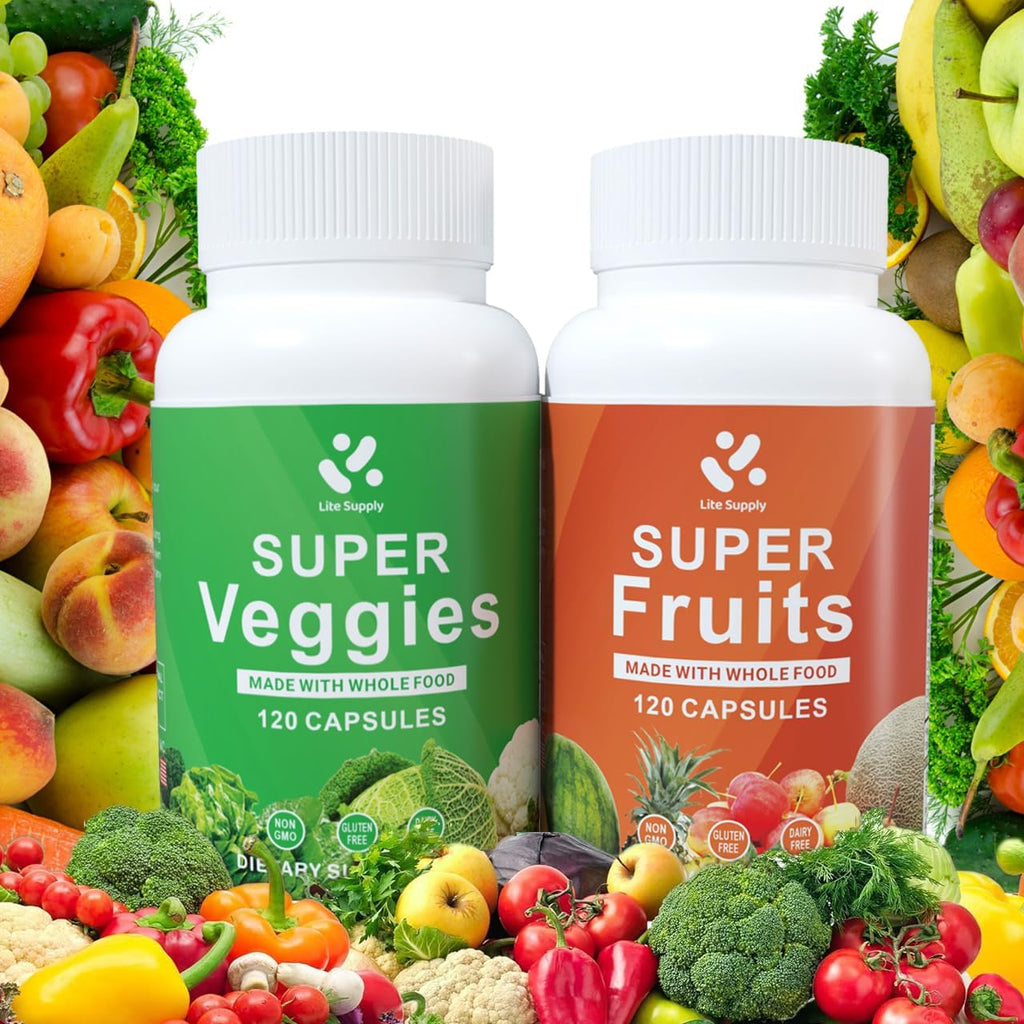 Lite Supply Frutas y Verduras 240 Cápsulas - 120 Fruta y 120 Verdura - Superalimento Natural