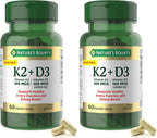Nature's Bounty Vitamina D3 + K2, 4000 UI D3 + 100 mcg K2, 30 Cápsulas Vegetales