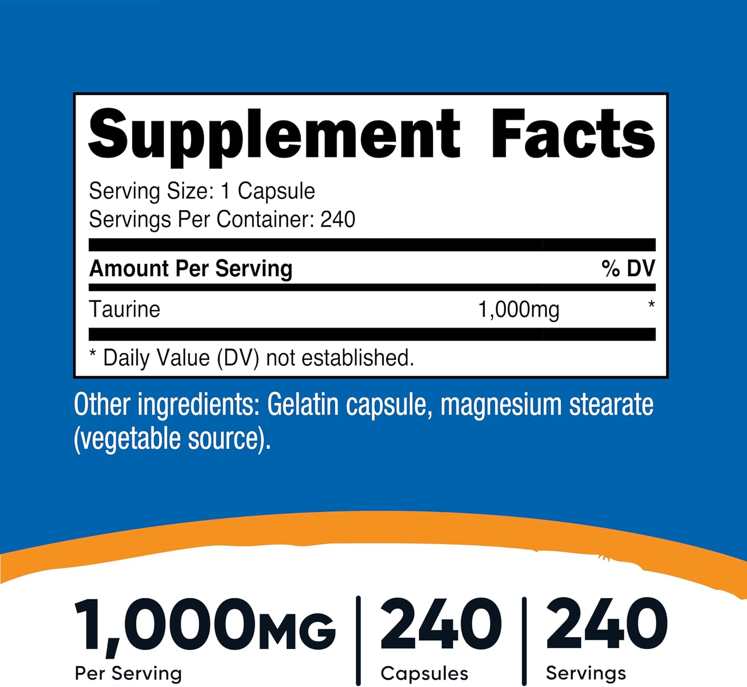Nutricost Taurina 1000 mg - 240 Cápsulas