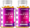 Vitamatic Ácido Fólico Gummies 1000 mcg (1 mg) - 120 Gominolas Veganas, Paquete de 2