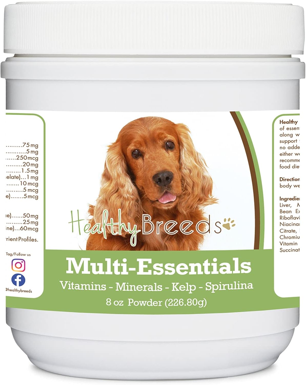 Healthy Breeds Cocker Spaniel Multi-Essentials en Polvo para Perros - Suplemento de Vitaminas, Minerales y Antioxidantes - 227 g